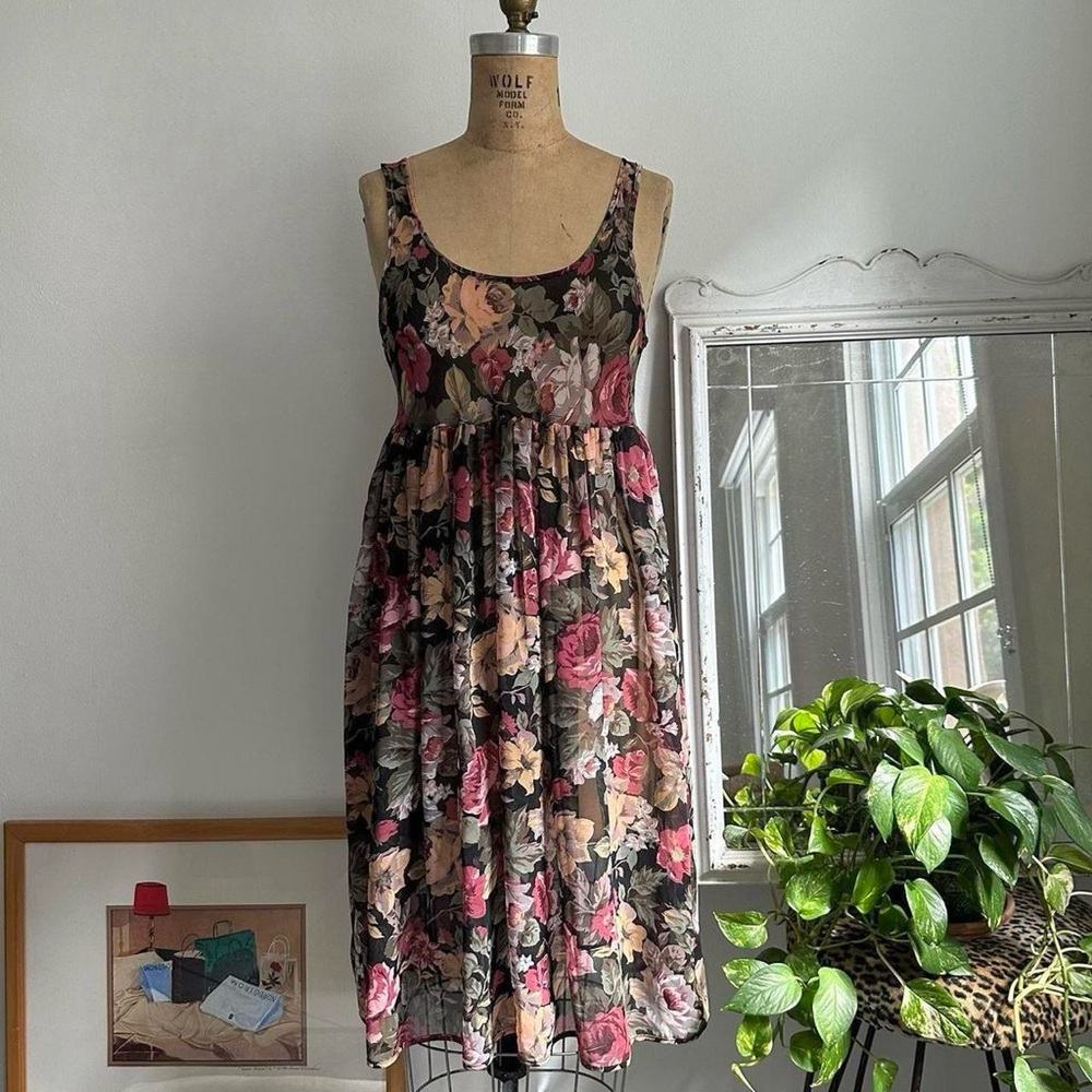 Vintage Sheer Midi Dress Size Small